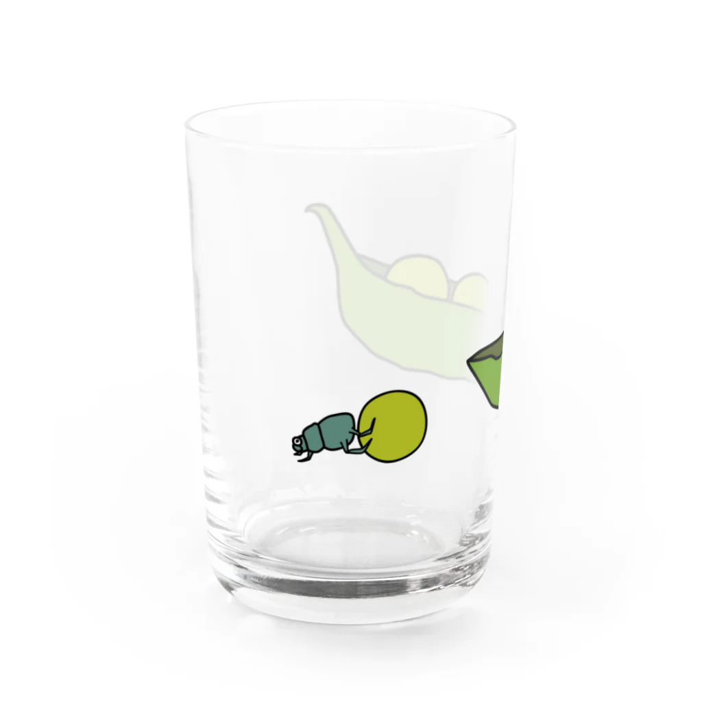 Hiharuのえんどう豆を運ぶフンコロガシ Water Glass :left