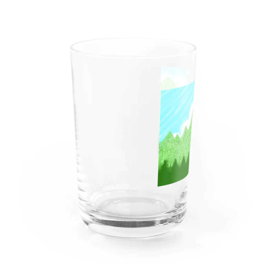 ✨🌈✨ユラクラカン🇯🇵 ✨🌈✨の☁️青空と雲☁️と青い山脈🗻ズ Water Glass :left