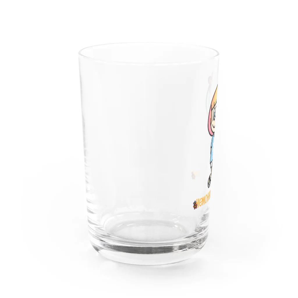 ハワイが大好きな女の子『HENOHENO MAPPY』のオフィシャルロゴ(ハワイを愛するあなたへ) Water Glass :left