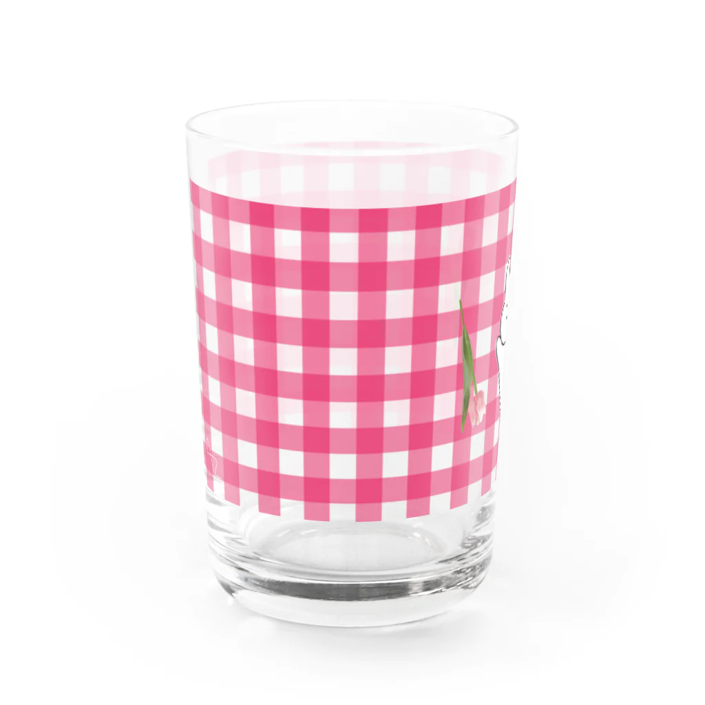 うさと愉快な仲間たちのうさうさグラス（ピンク） Water Glass :left