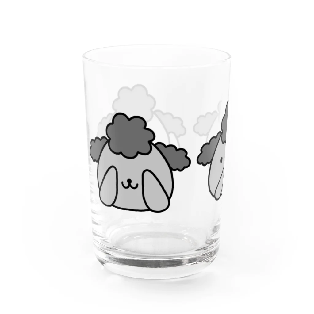 いのしし茶屋の見ざる聞かざる言わざるトイプードル Water Glass :left