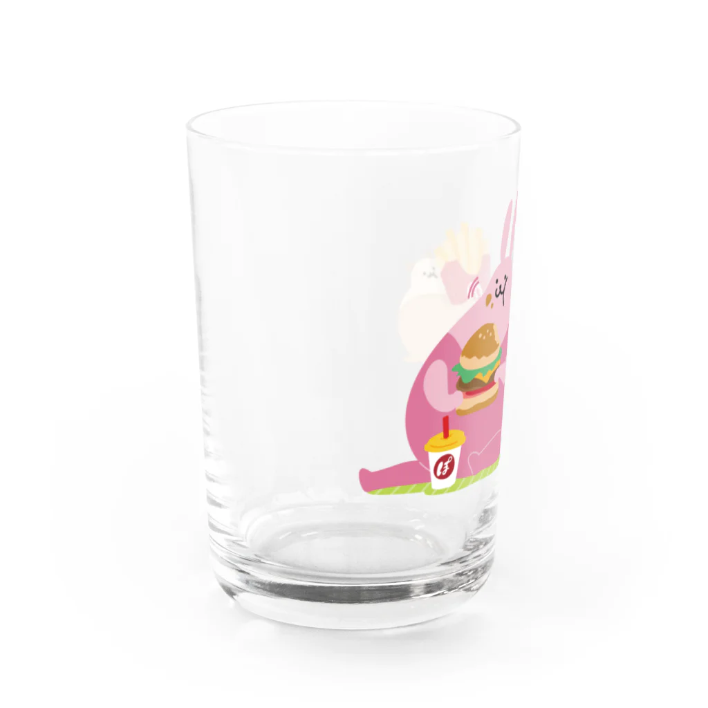 ぽっこりーず購買部のハンバーガーもぐもぐ Water Glass :left