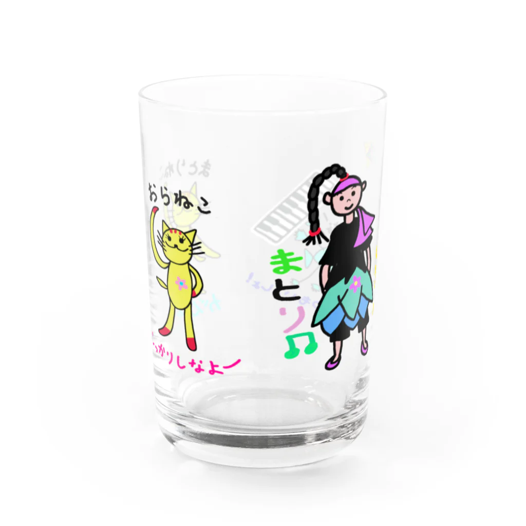 まとりこや ショップのまとり　と　おうえんたい　グラス Water Glass :left