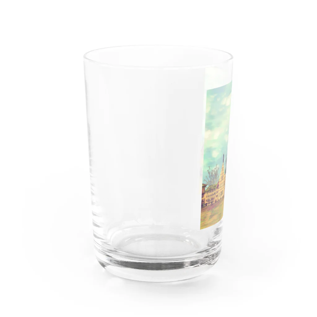 ふわりの絵画のような街（冬色） Water Glass :left