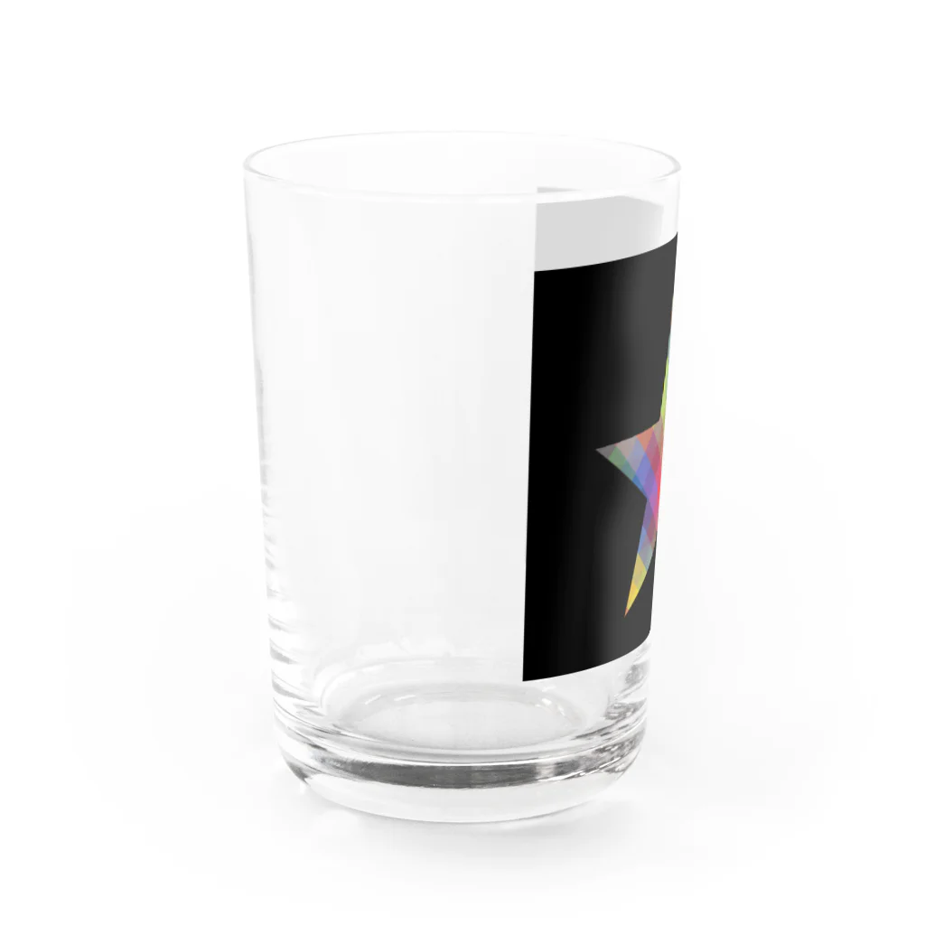 綺麗何学模様の虹×スター×虹（ブラック） Water Glass :left