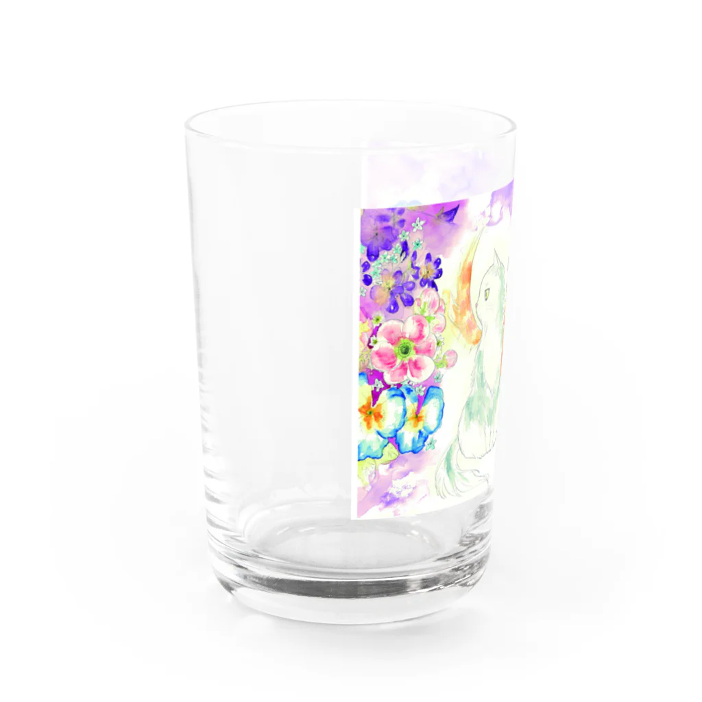 un d'amocitineのねことお花の絵 Water Glass :left