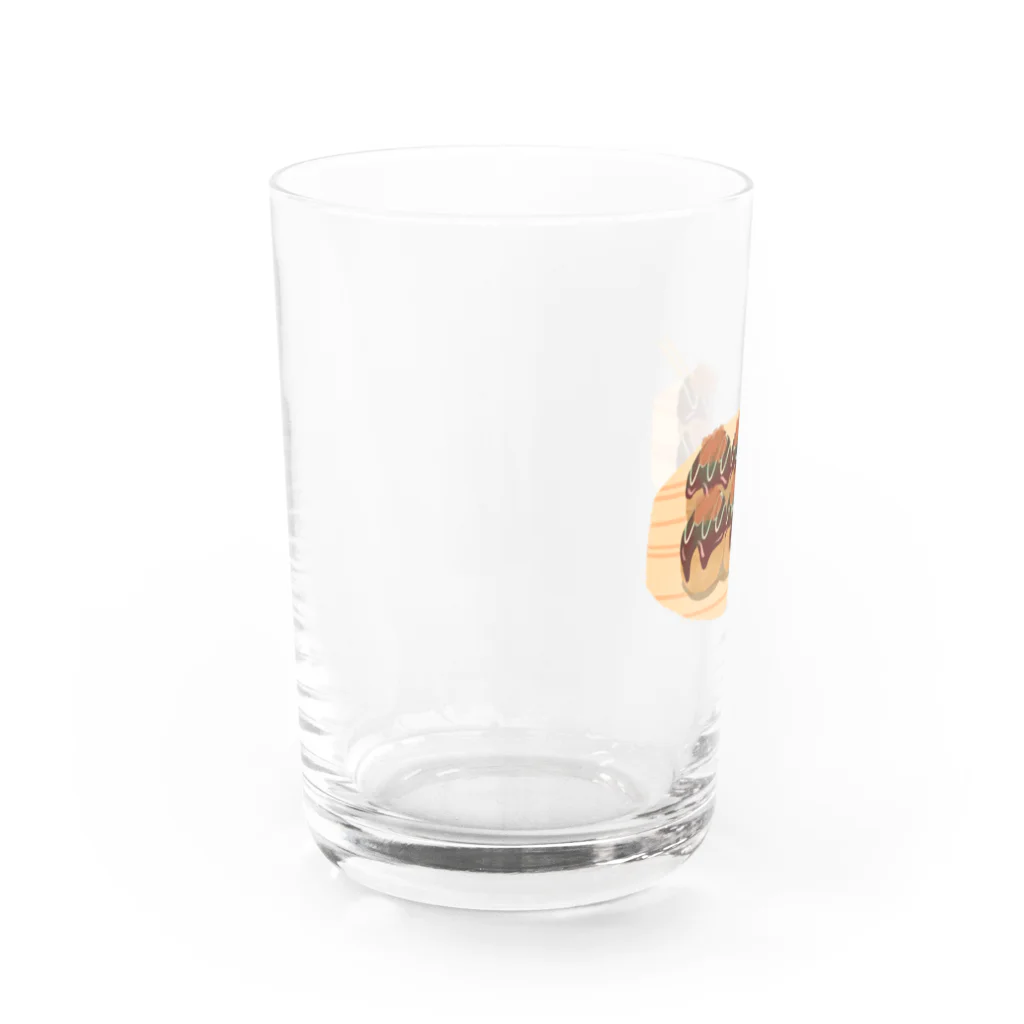 いくら丼のたこ焼き Water Glass :left