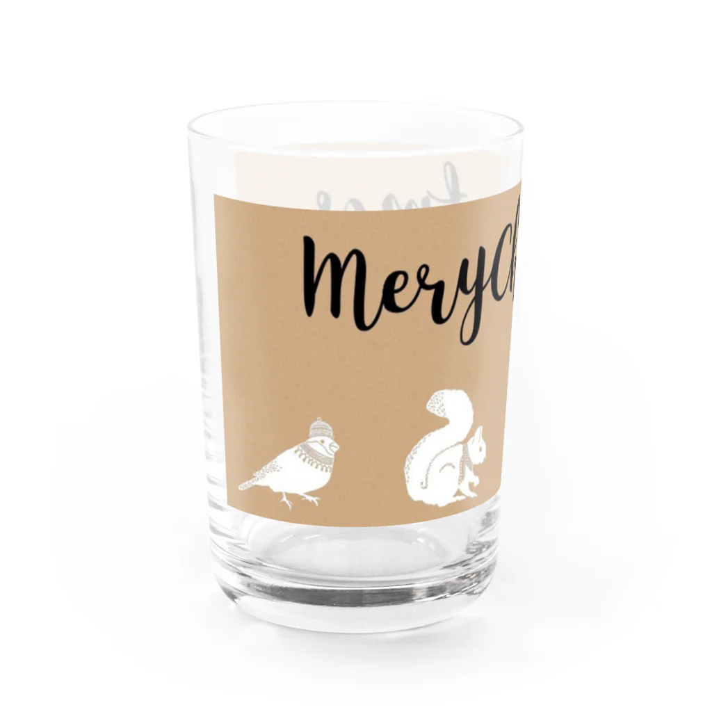 qunqunのMeryChristmas(ブラウン) Water Glass :left