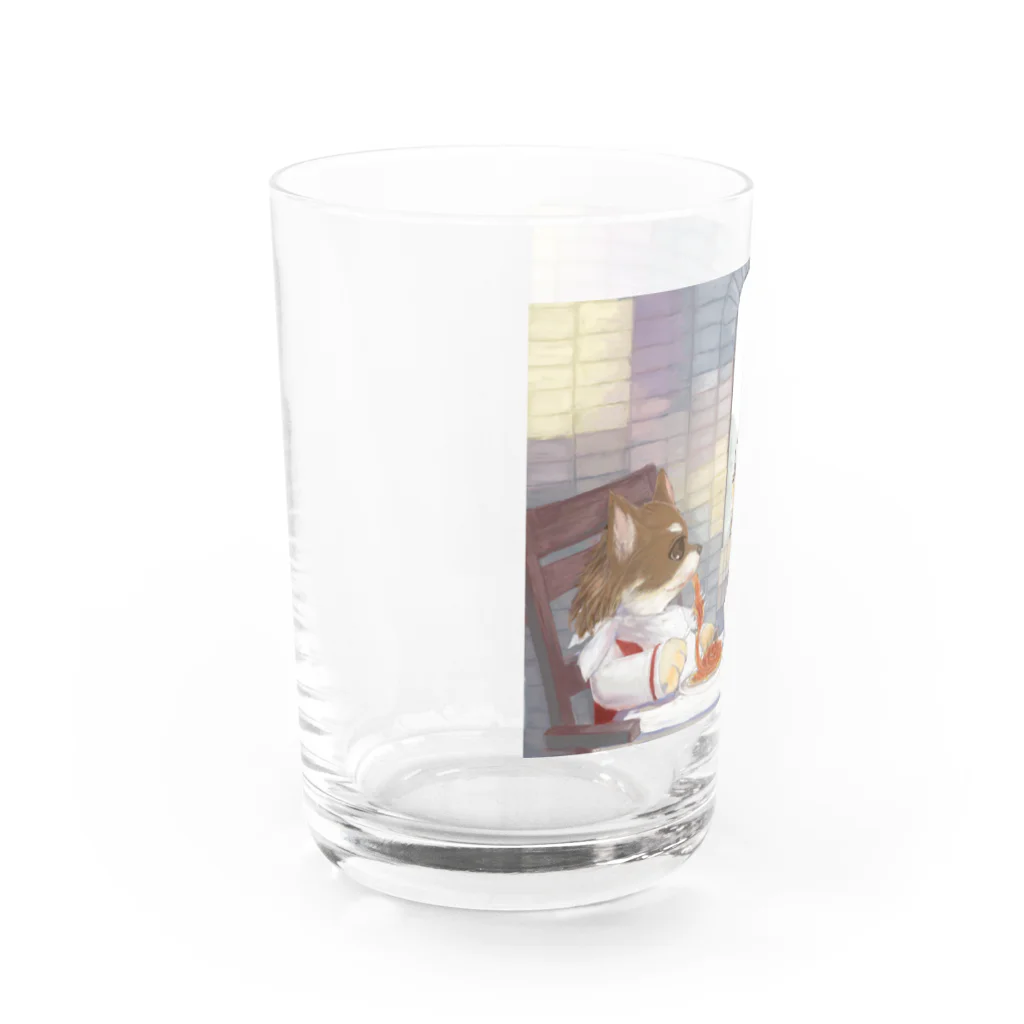 オダギリフタゴのチワワたちのポッツァレラとリチャード(チワワ) Water Glass :left