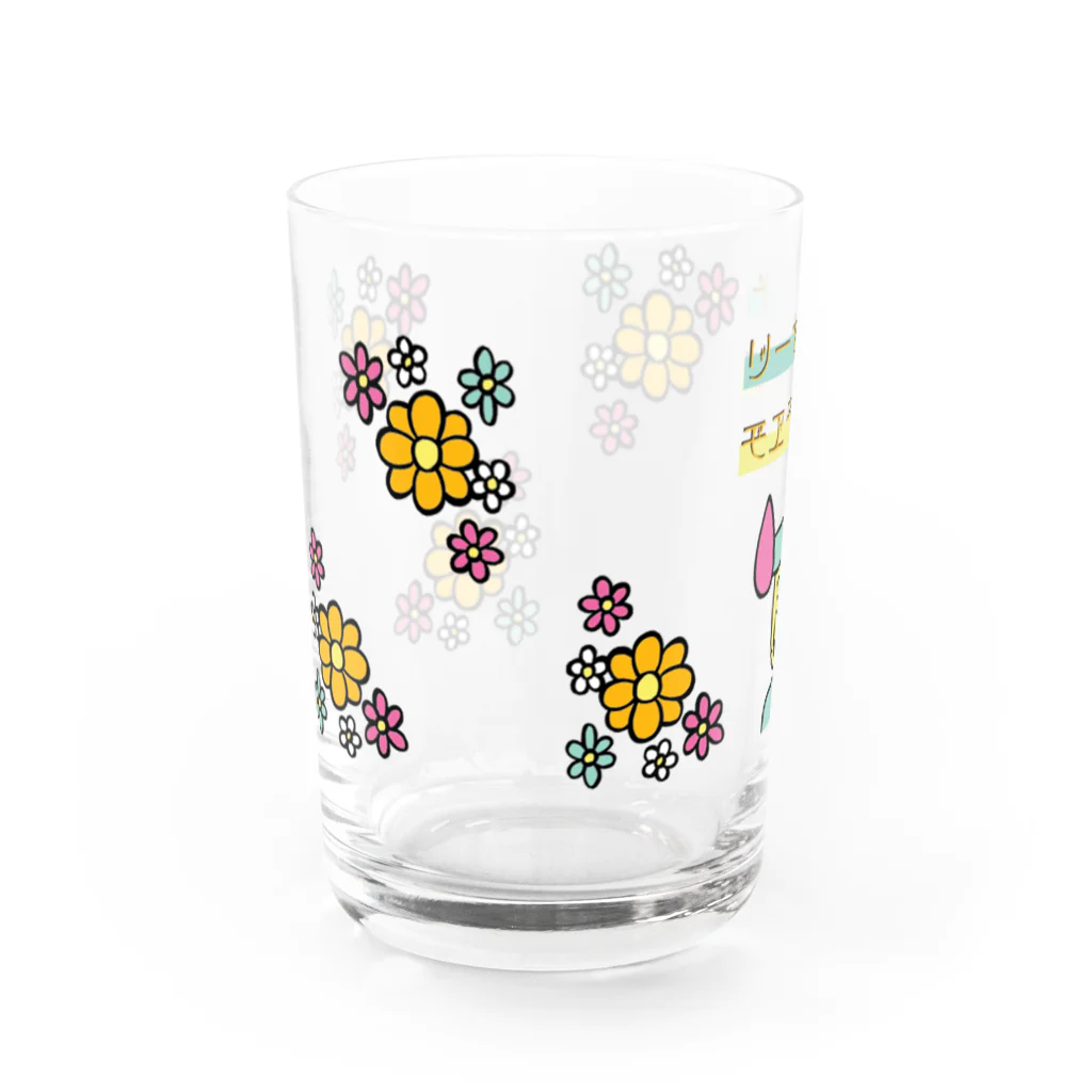 いーの！だめの?suzuri支店のリーゼント燃えてるよ レトロ花柄ver.  Water Glass :left