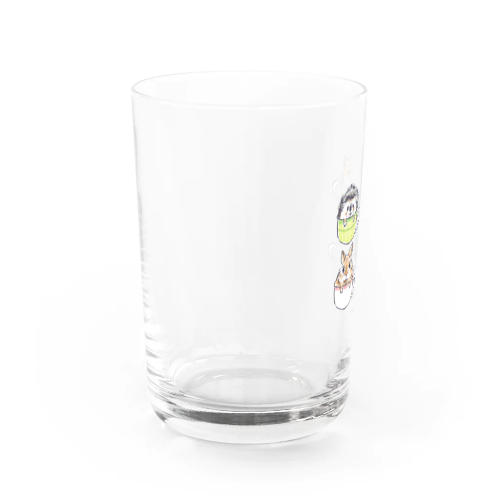浅山しおん（ハリネズミのソフィー）のオリジナル　ハリネズミのソフィー、カップにハマってこっちを見ている。 Water Glass :left