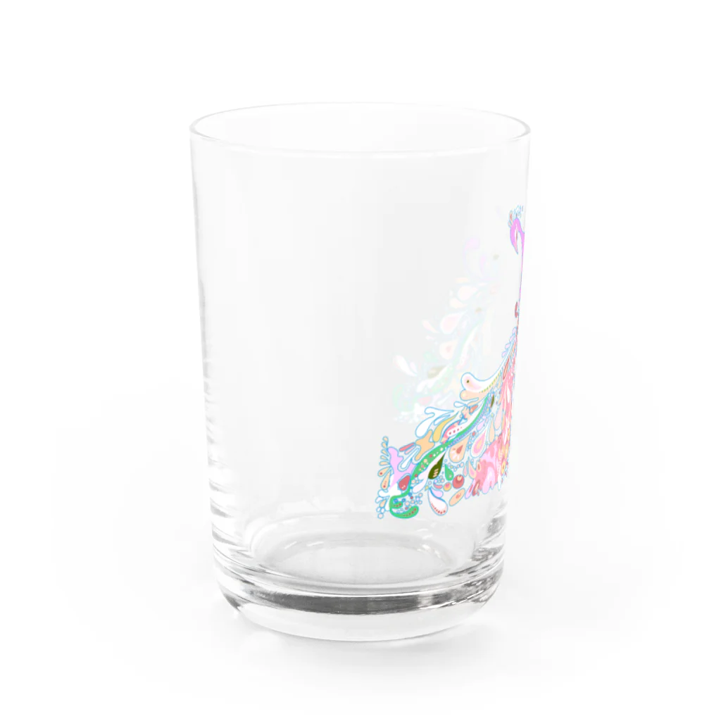 ずんだショップの桃色の孔雀のグラス Water Glass :left