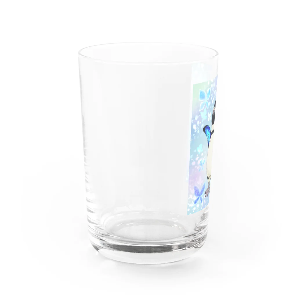 ヤママユ(ヤママユ・ペンギイナ)のケープペンギン「ちょうちょ追っかけてたの」(Blue) Water Glass :left