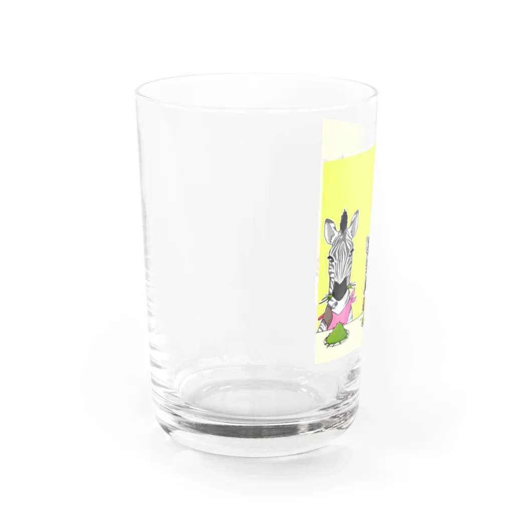 あま田こにーのしまうま、くさ、おいしい。 Water Glass :left