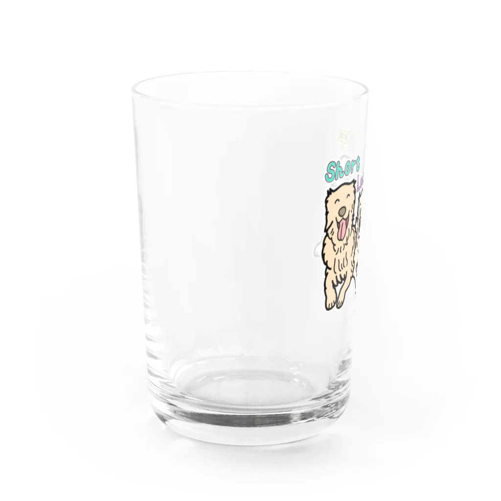 niconicotontonのうちの子1番☆縁あり〜ショートちゃん&ラッキーちゃん&笑平ちゃん〜 Water Glass :left