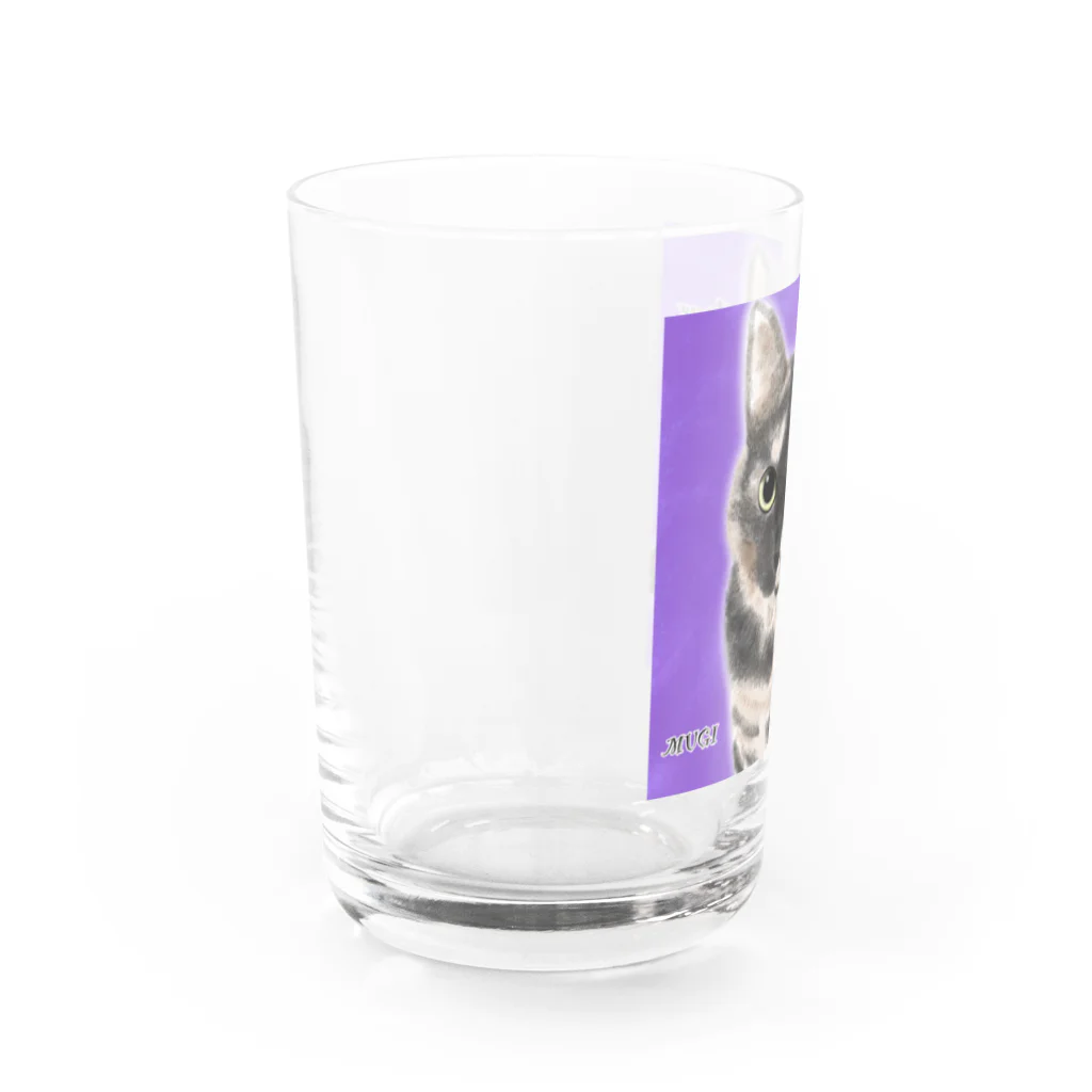 ひげ猫マリオのサビ猫 ムギちゃん Water Glass :left