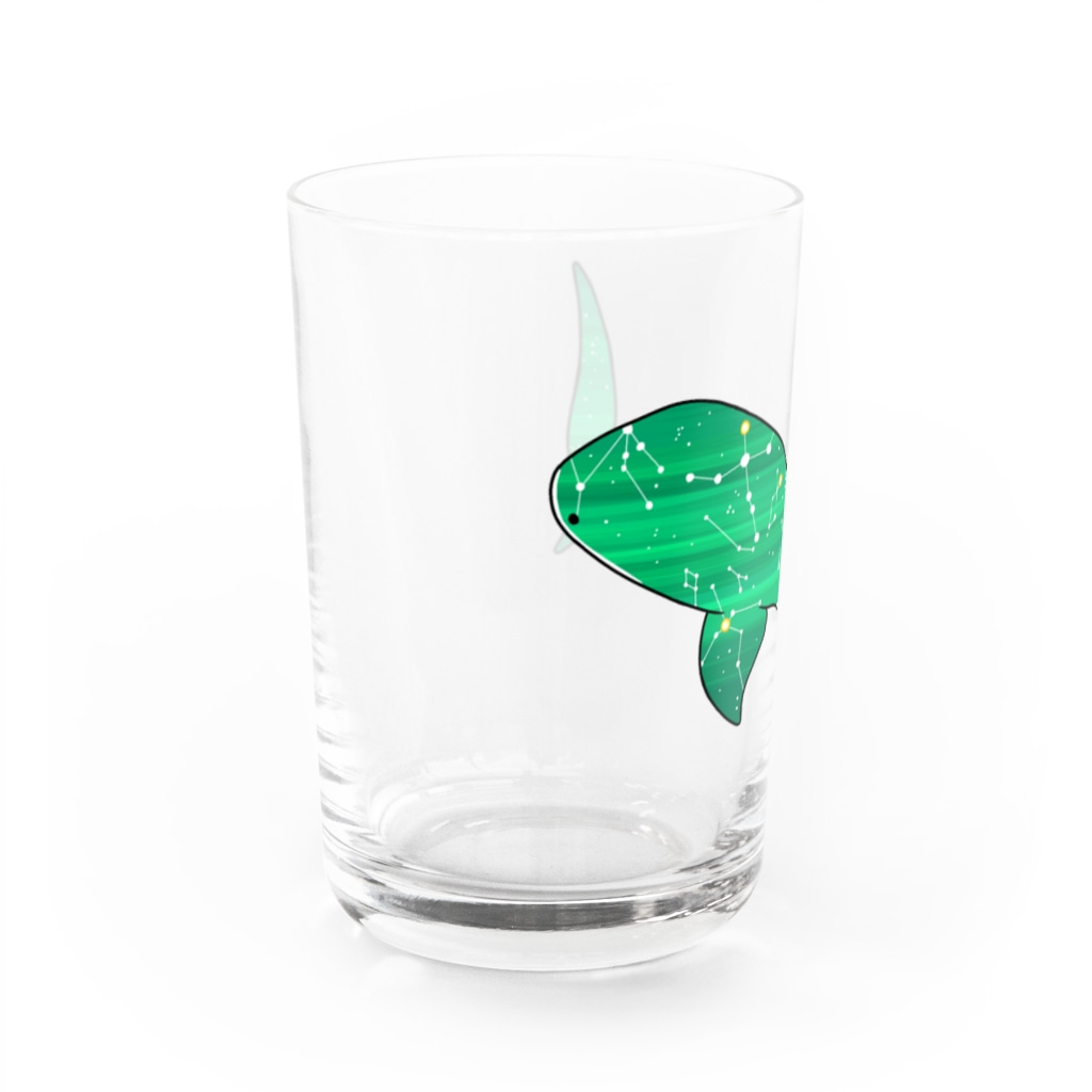 ふとんにおぼれるのジンベエザメ 夏の星座 緑 Water Glass :left