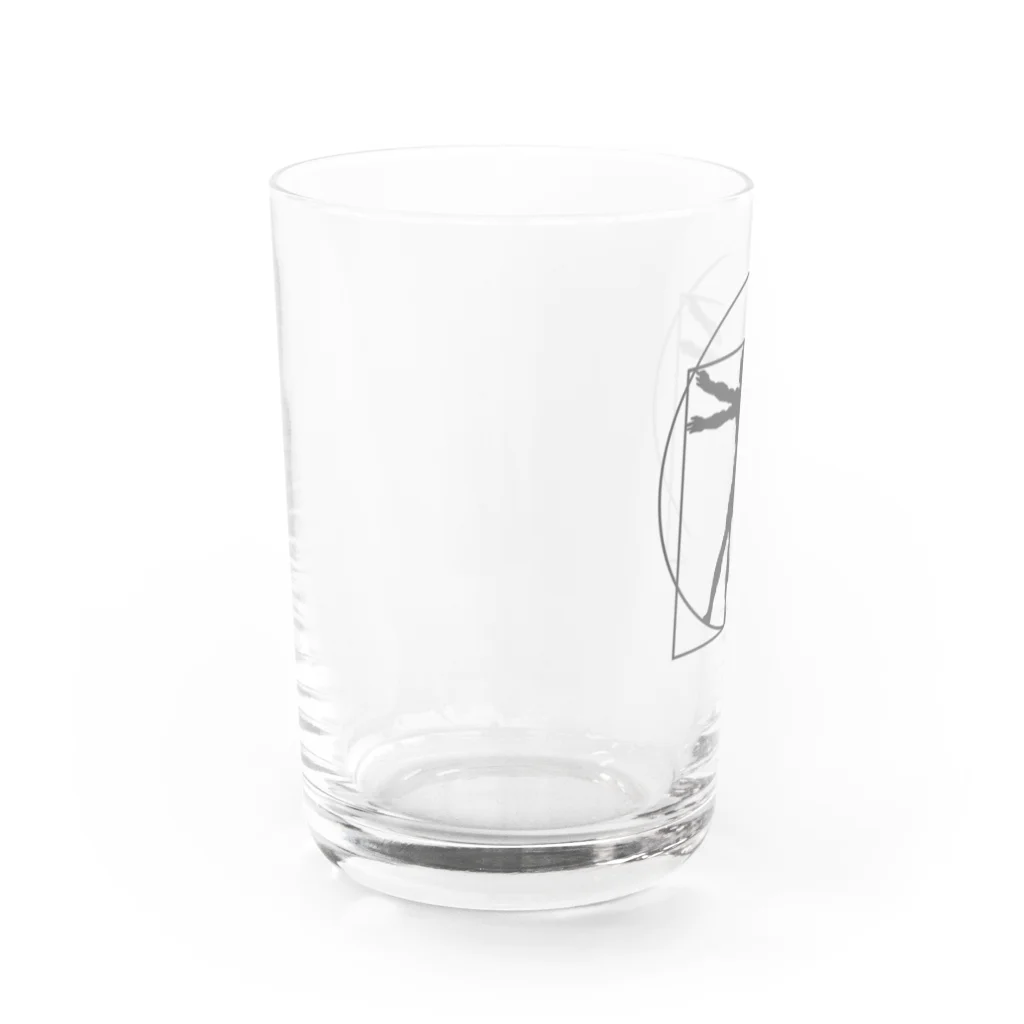 puikkoのダ・ヴィンチ　ウィトルウィウス的人体図（グレー） Water Glass :left