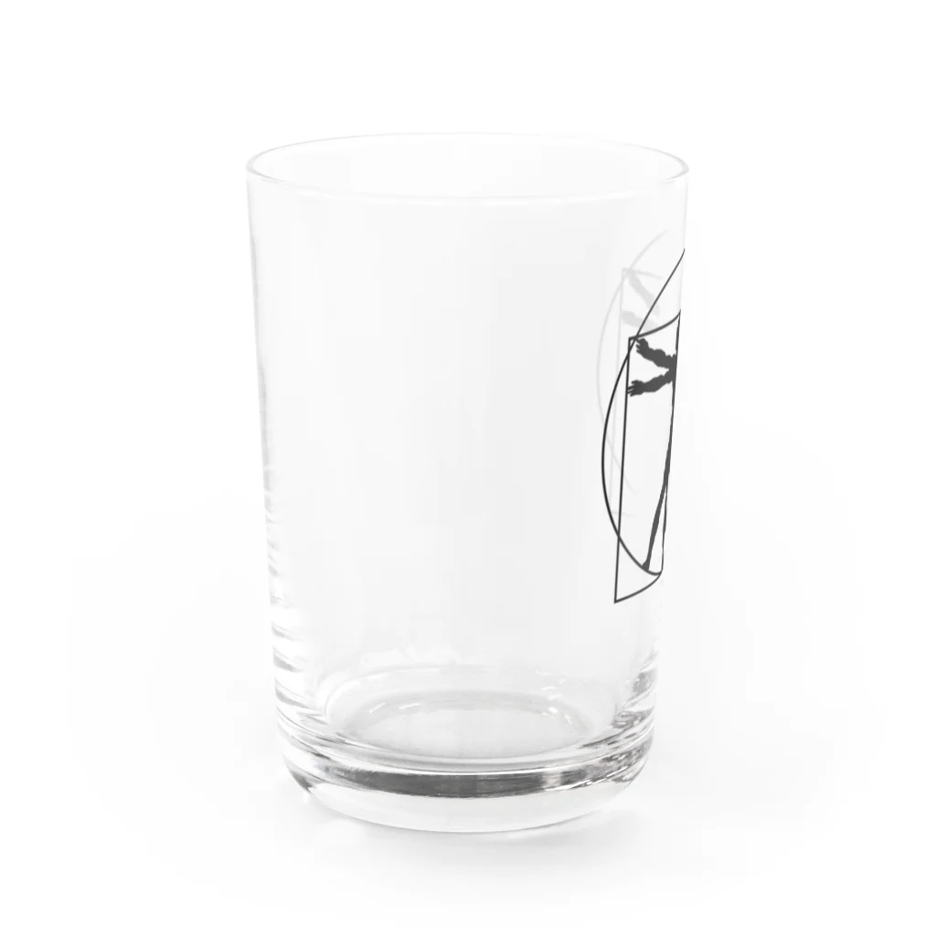 puikkoのダ・ヴィンチ　ウィトルウィウス的人体図（黒） Water Glass :left