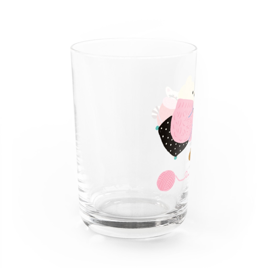 かわべしおん | イラストレーターのおそろいニット_ねことくま Water Glass :left