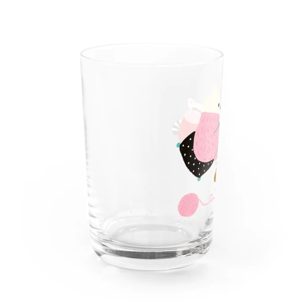 かわべしおん | イラストレーターのおそろいニット_ねことくま Water Glass :left