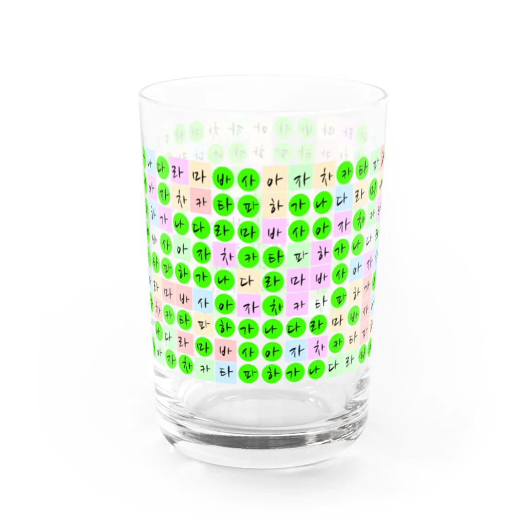 LalaHangeulのかなだらまばさ　グリーン(透過バージョン) Water Glass :left