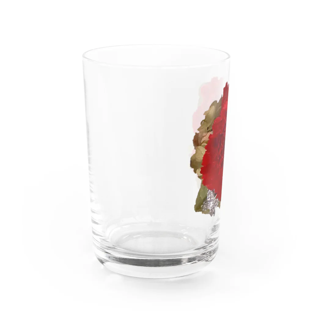 お花の双葉のレッドカーネーション Water Glass :left