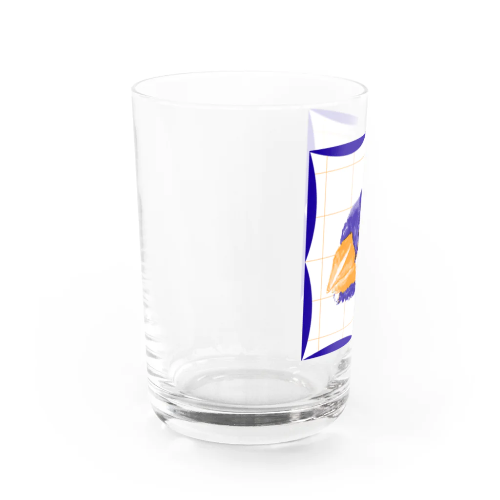 一般のオレンジ×ブルーの文鳥 Water Glass :left