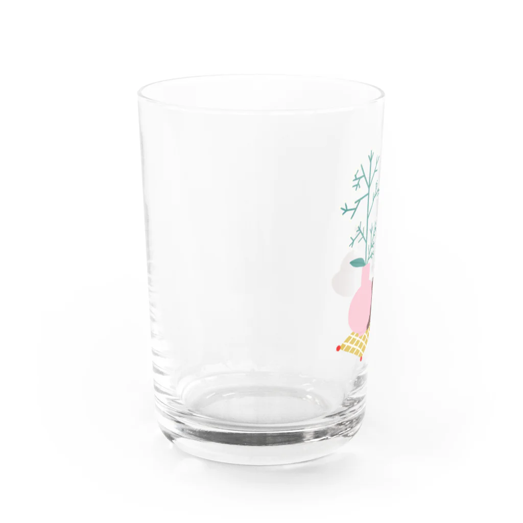 かわべしおん | イラストレーターのカスミソウとぬいぐるみ Water Glass :left