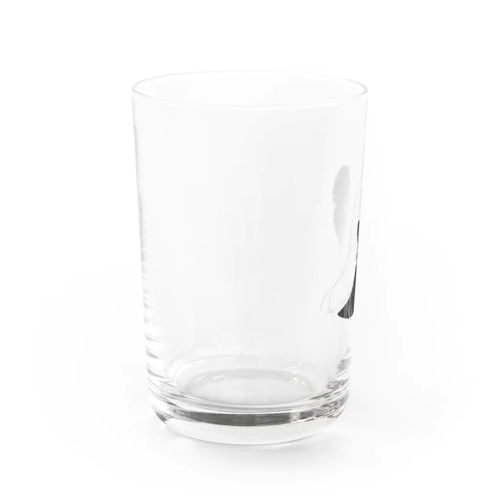 chona shopの黒い横顔2 Water Glass :left