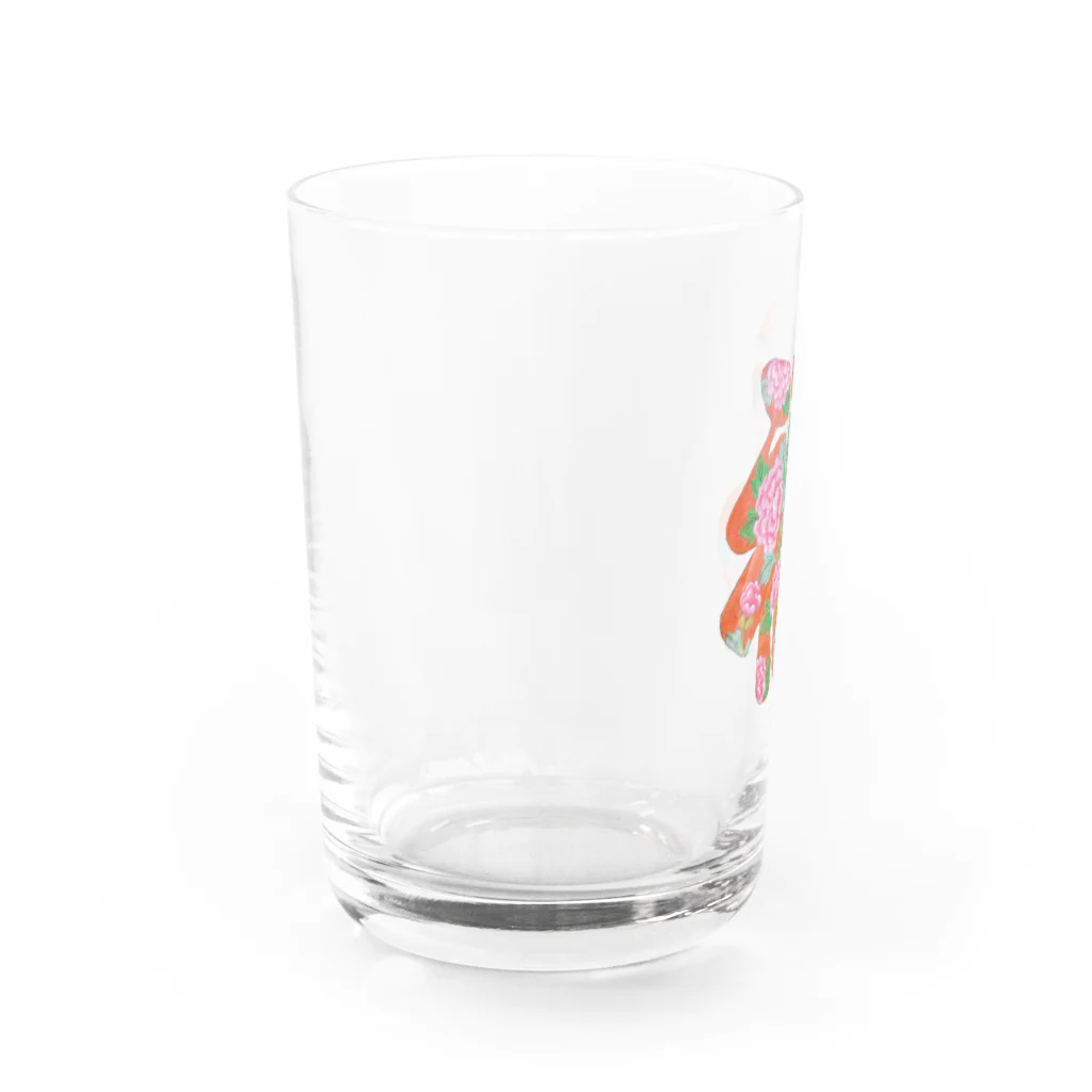 leap flower.の民画・文字図「福」 Water Glass :left