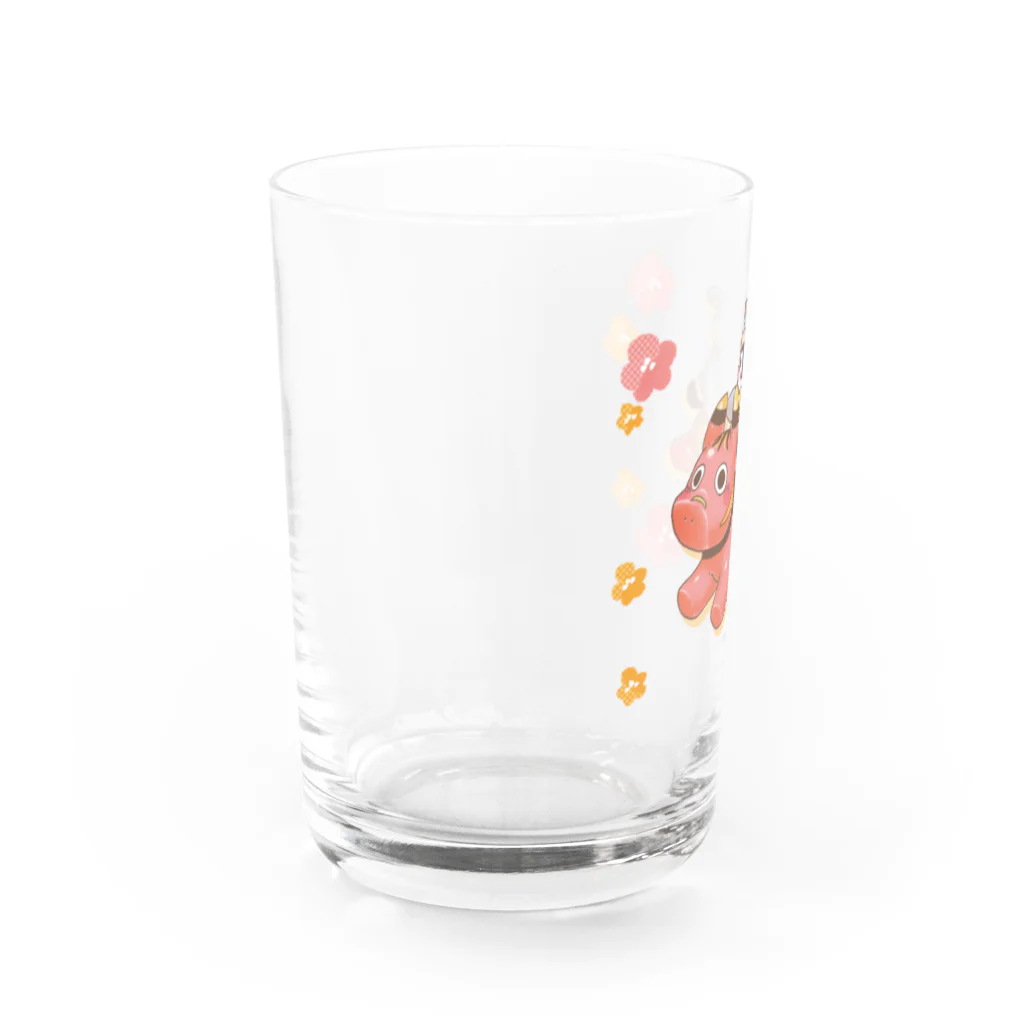 オムタマスタジオの赤べこ＆ペンギン Water Glass :left