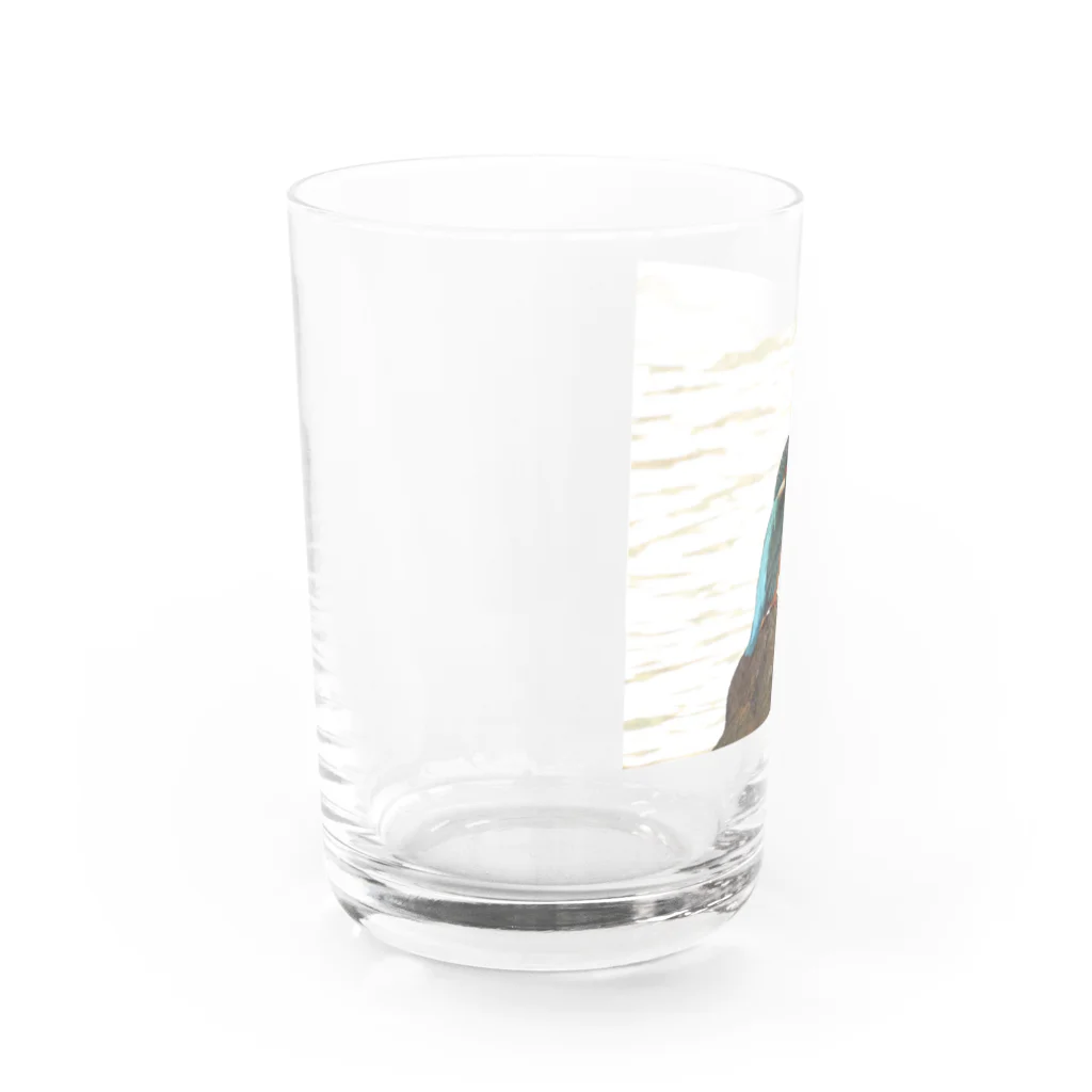 カワセミLOVEの石の上にもカワセミ Water Glass :left