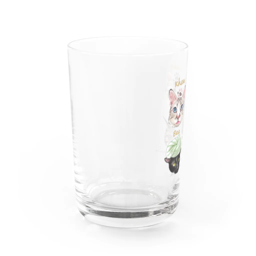 なにぬ猫-YAの＜うちの子＋にくきゅう＊ポートレート＞KHAW & DAOW＆BEA＆LUCKY Water Glass :left