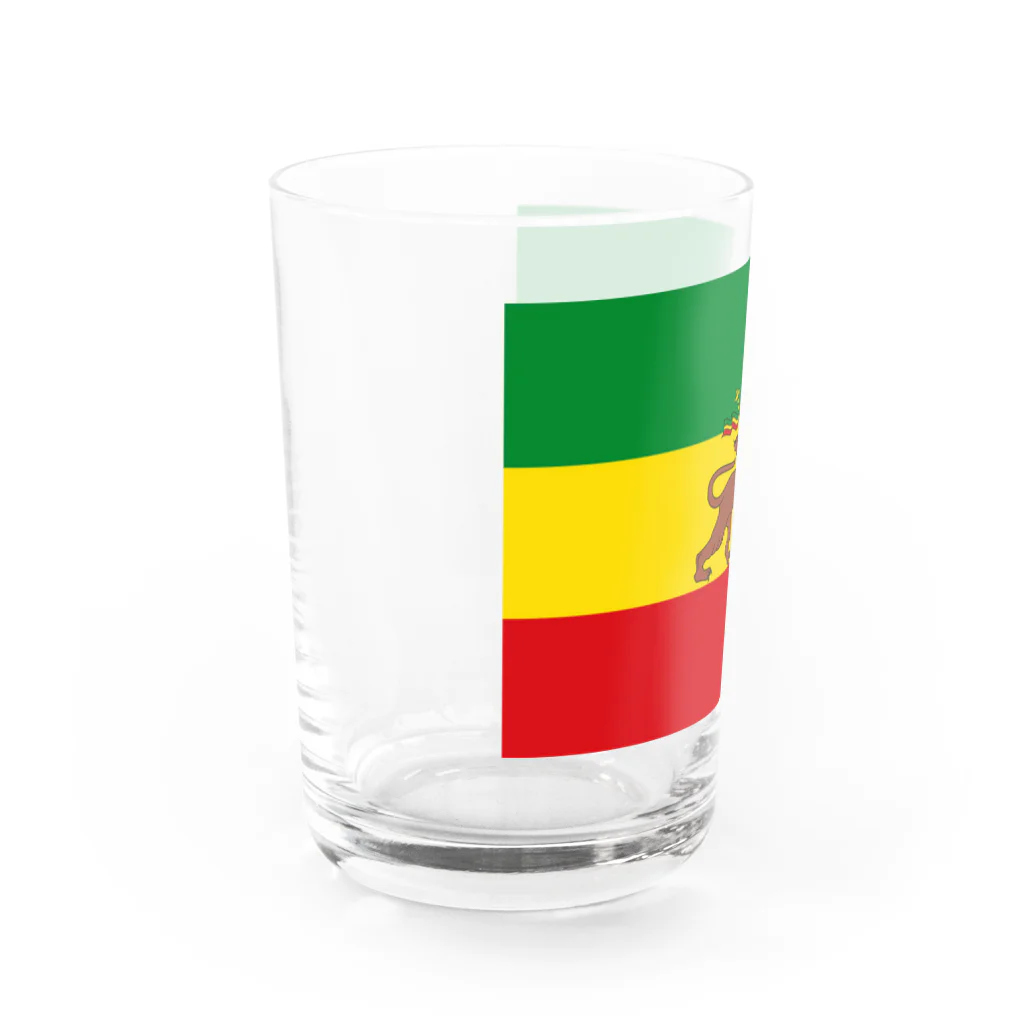 DRIPPEDのRASTAFARI LION FLAG-エチオピア帝国の国旗- Tシャツ Water Glass :left