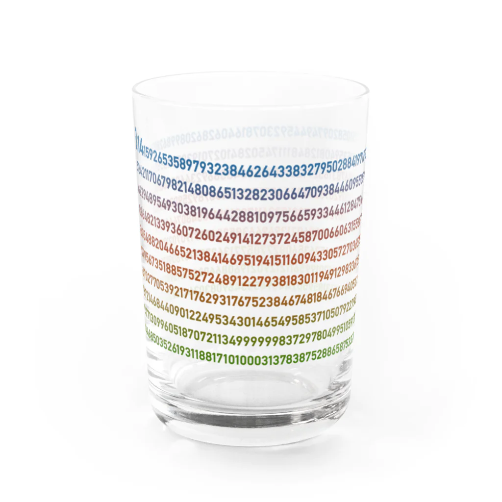 アルバトロスデザインの螺旋の円周率（カラフル） Water Glass :left