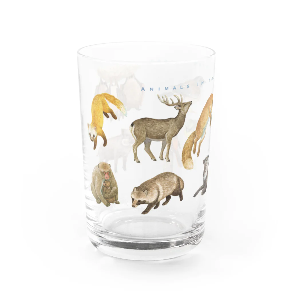 ちなきのこの冬の山の動物たち Water Glass :left