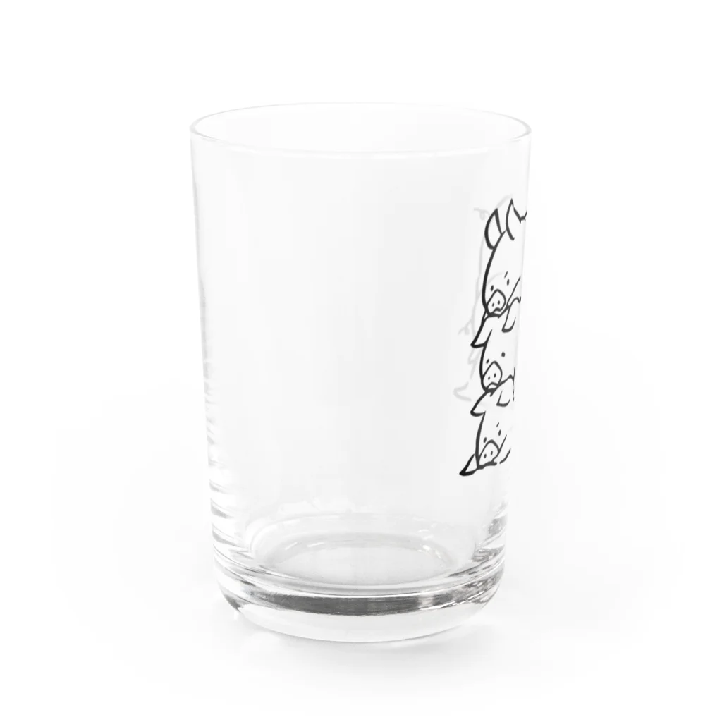 前髪ぱっつん◆SUZURI店の3匹の豚さん Water Glass :left