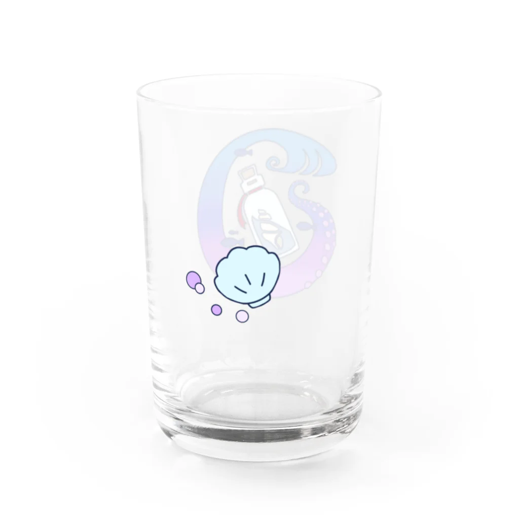 lemon16🍋れもんいろの紫の蛸とシェルボトル グラス左面