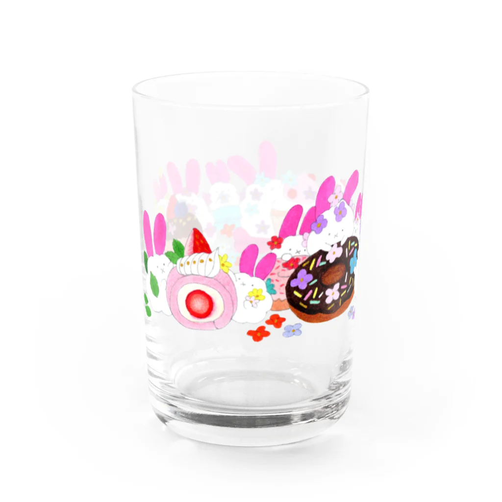 もふもふ達の秘密の花暮らしsuzuri店の春のもふもふスイーツフェア Water Glass :left