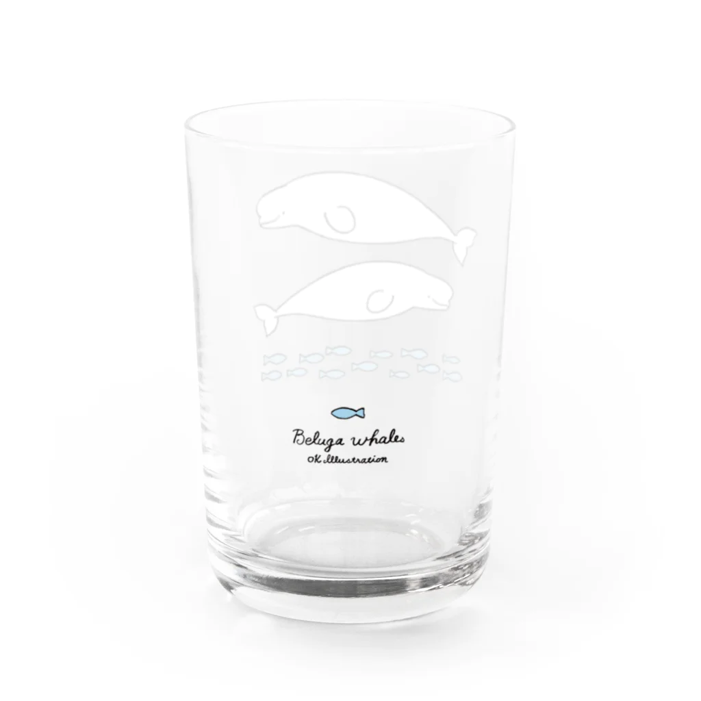 おぐらきょうこのBeluga whales のんびりベルーガとさかなたち Water Glass :left