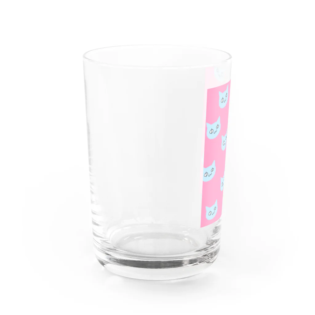 にな子Φいひひひひって笑う人のねこいっぱいピンク Water Glass :left