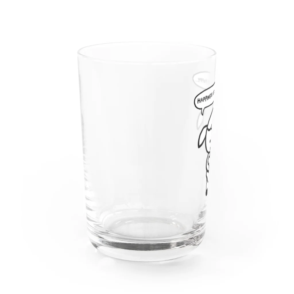 天明幸子　SUZURI  オフィシャルショップの『しあわせはあたたかい子犬』黒×白 Water Glass :left