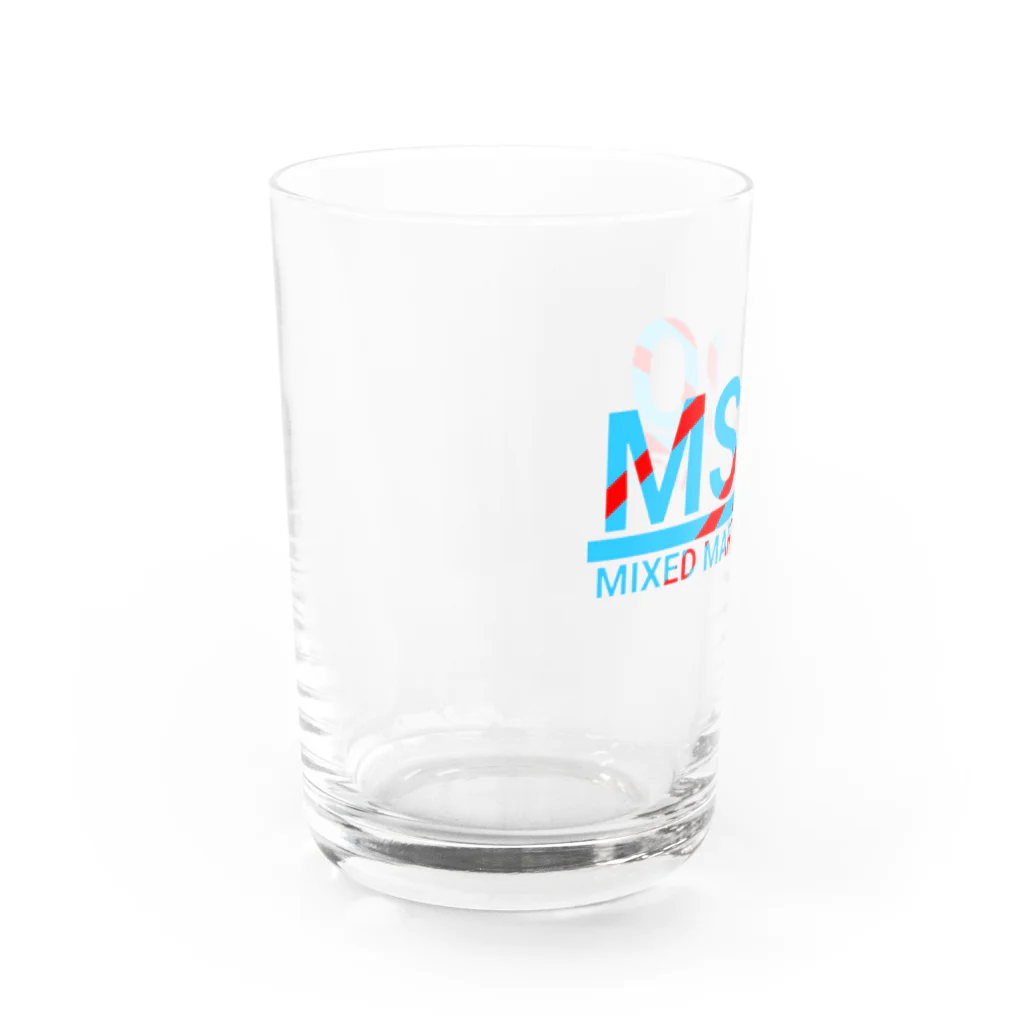 ラペルデラヒーバのマスラオロゴ 赤×水色 Water Glass :left