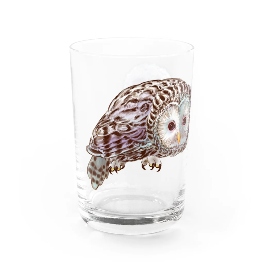 カリヲ屋スズリ支店のウラルフクロウ　大小2 Water Glass :left