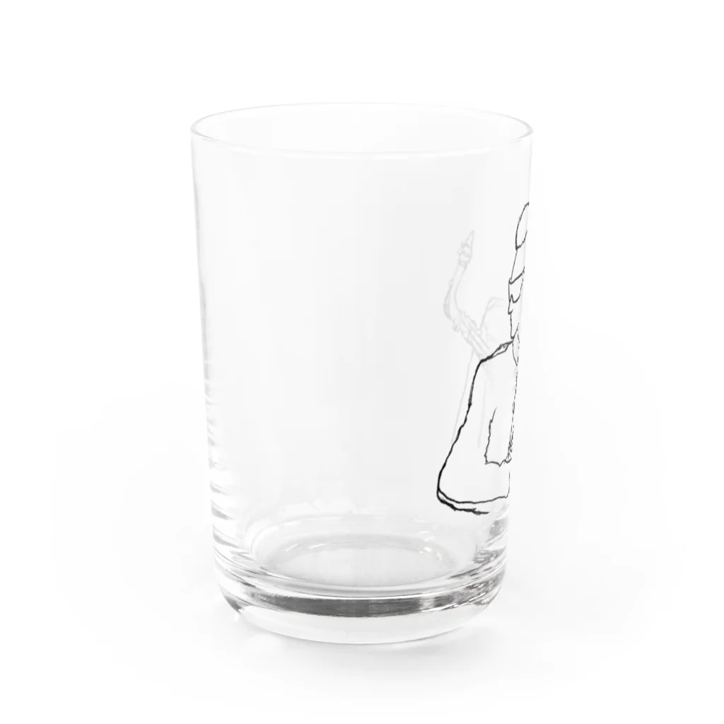 弁慶の陽だまり家のサックス弁慶モノクロ Water Glass :left