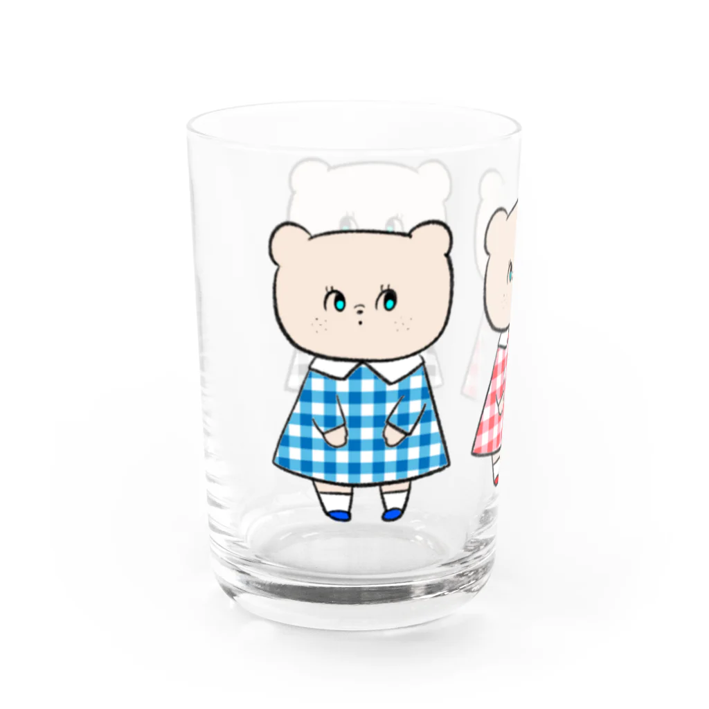 ぴんころのギンガムチェッくま Water Glass :left