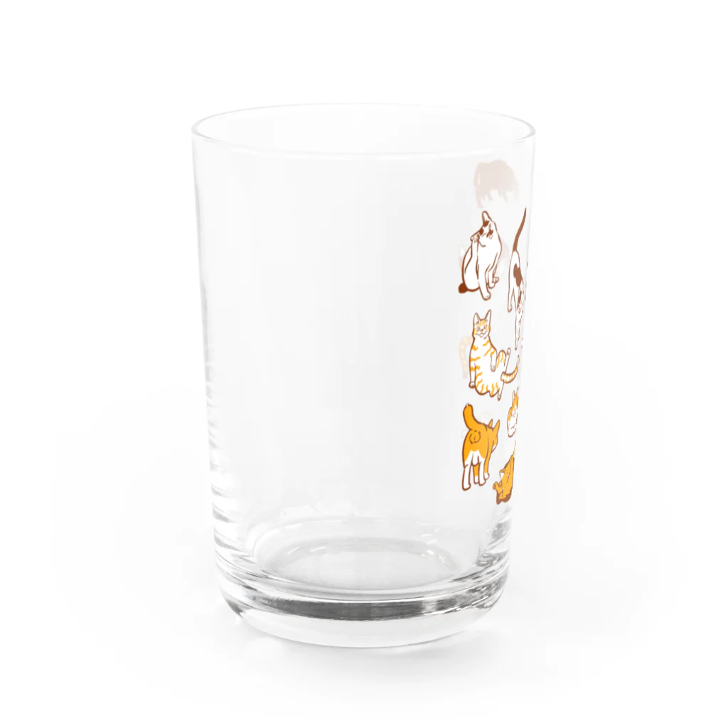 でんや　SUZURI店の雲猫 Water Glass :left