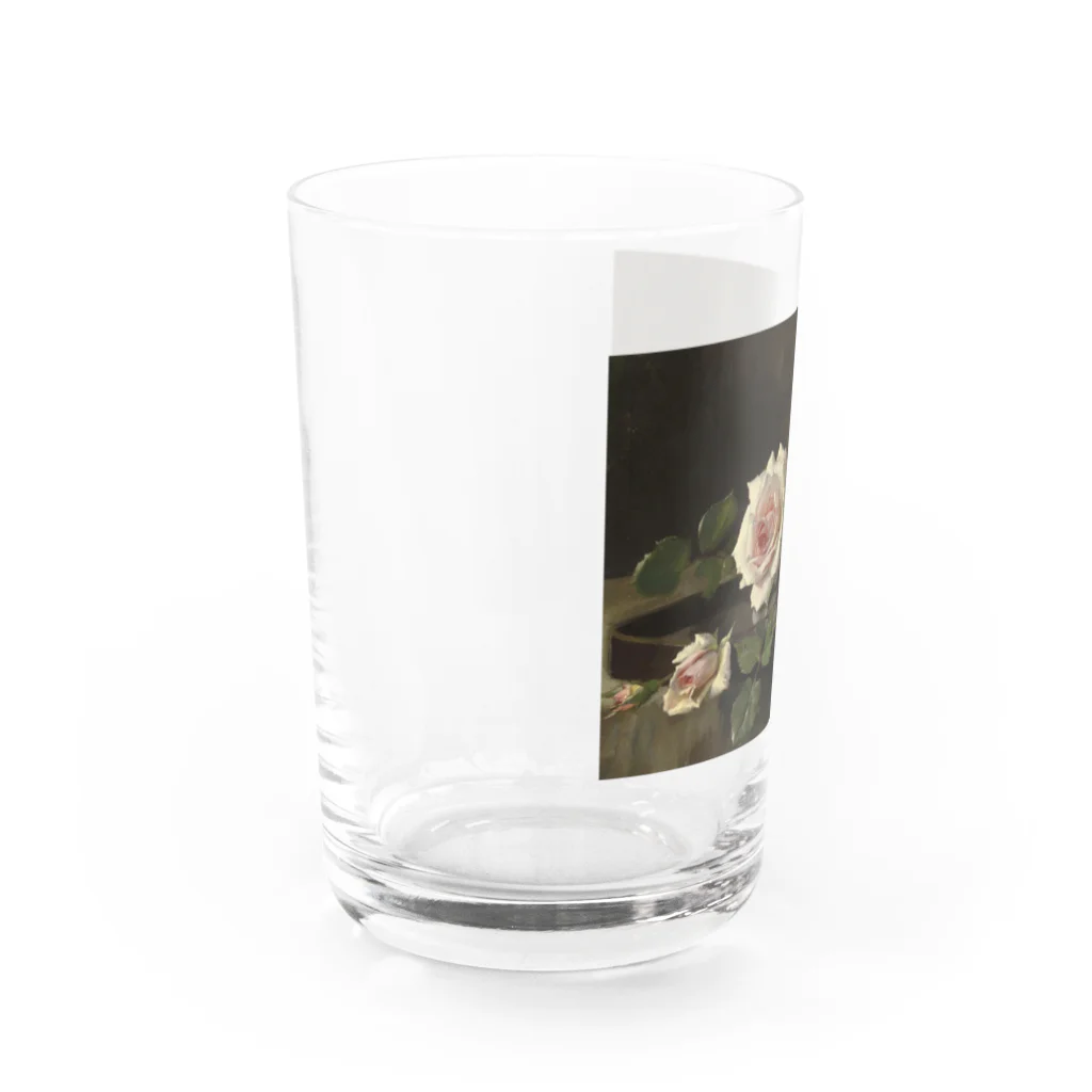 花名画アートグッズのフランス・モルテルマン《Prince-de-Bulgarie 2つのバラ》 Water Glass :left