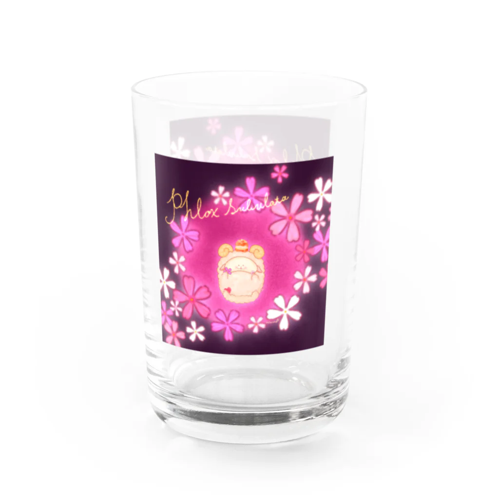 どるちぇ＊うさぎの《ボタニカル》＊芝桜×ひつじ＊誕生日花 Water Glass :left